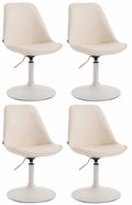 4-delige set Eetkamerstoelen Kunstleer - Stoelen - Modern Design, Comfortabel Zitten Kleur crème Onderstel Kleur wit