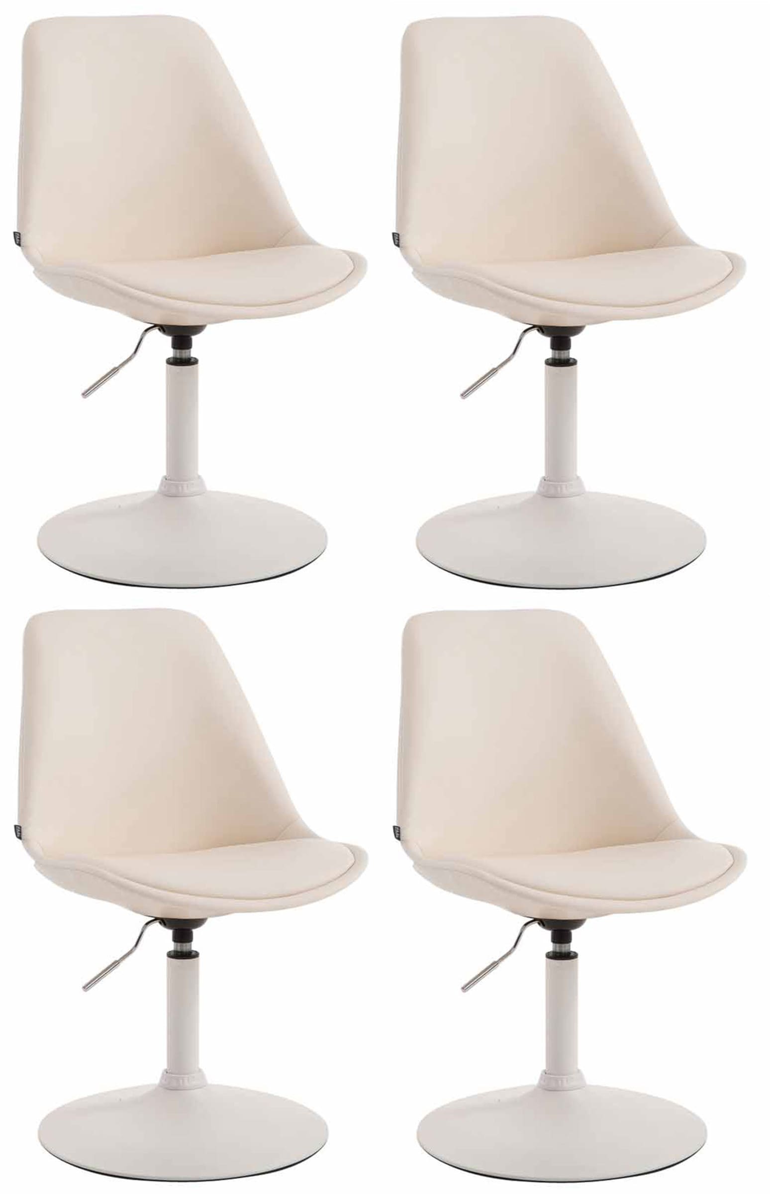 4-delige set Eetkamerstoelen Kunstleer - Stoelen - Modern Design, Comfortabel Zitten Kleur crème Onderstel Kleur wit
