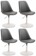 4-delige set Eetkamerstoelen Kunstleer - Stoelen - Modern Design, Comfortabel Zitten Kleur grijs Onderstel Kleur wit