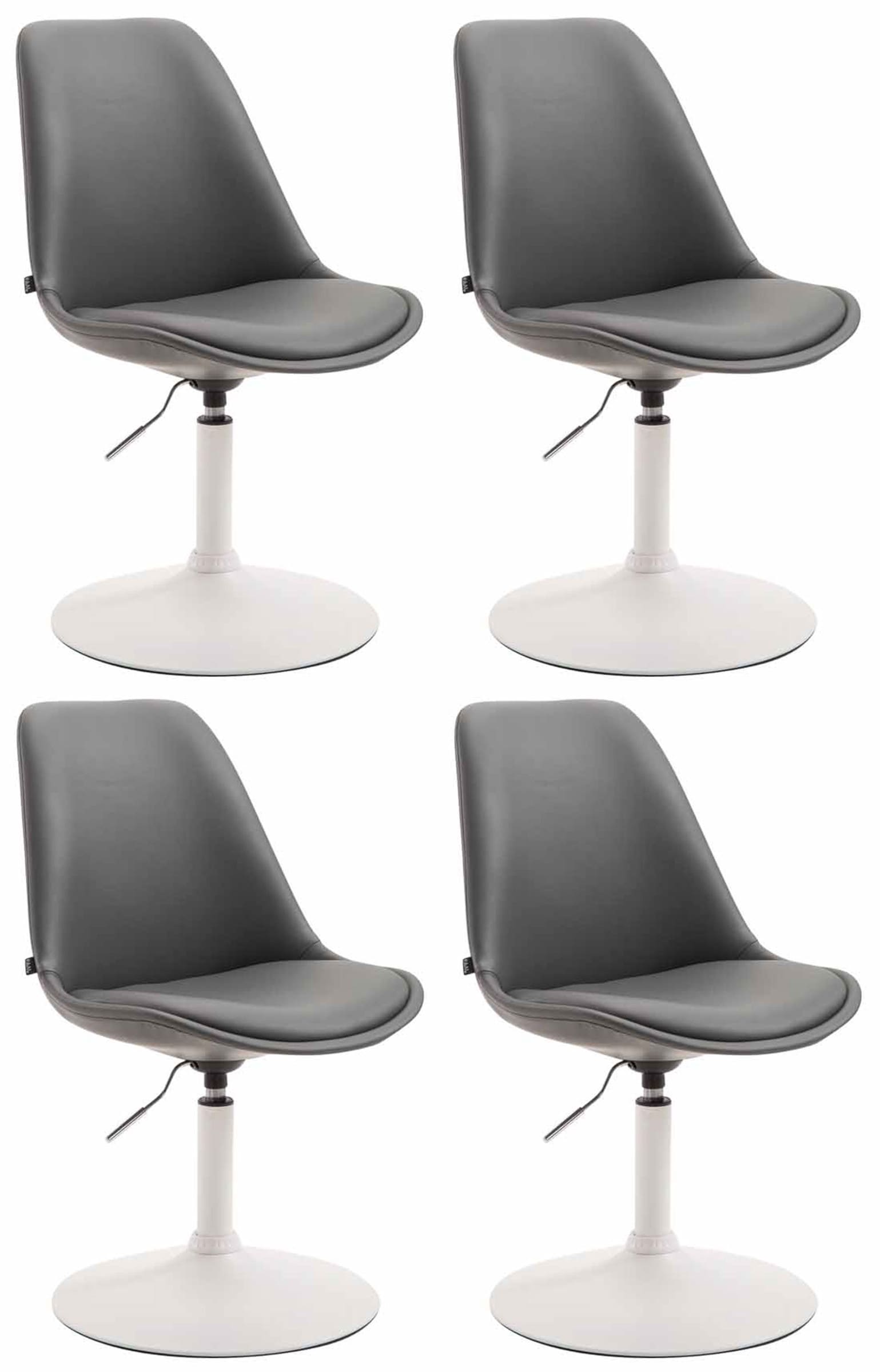 4-delige set Eetkamerstoelen Kunstleer - Stoelen - Modern Design, Comfortabel Zitten Kleur grijs Onderstel Kleur wit