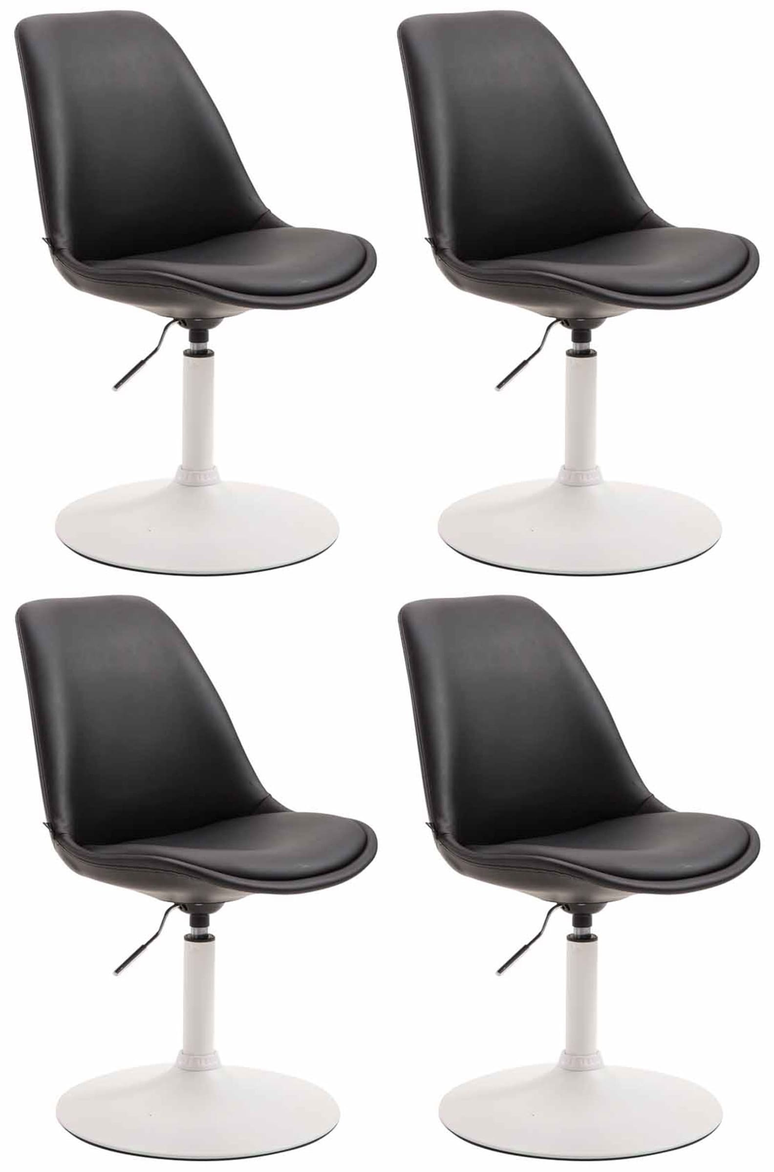 4-delige set Eetkamerstoelen Kunstleer - Stoelen - Modern Design, Comfortabel Zitten Kleur zwart Onderstel Kleur wit