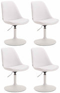 4-delige set Eetkamerstoelen Kunstleer - Stoelen - Modern Design, Comfortabel Zitten Kleur wit Onderstel Kleur wit