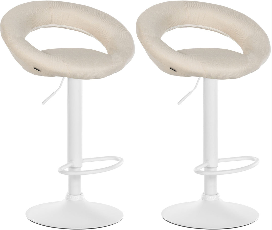 Barkrukset Stoffen Bekleding - Keukenkrukken - Hoogte Verstelbaar en Ergonomisch Design Kleur crème Onderstel Kleur wit