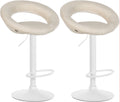 Barkrukset Stoffen Bekleding - Keukenkrukken - Hoogte Verstelbaar en Ergonomisch Design Kleur crème Onderstel Kleur wit