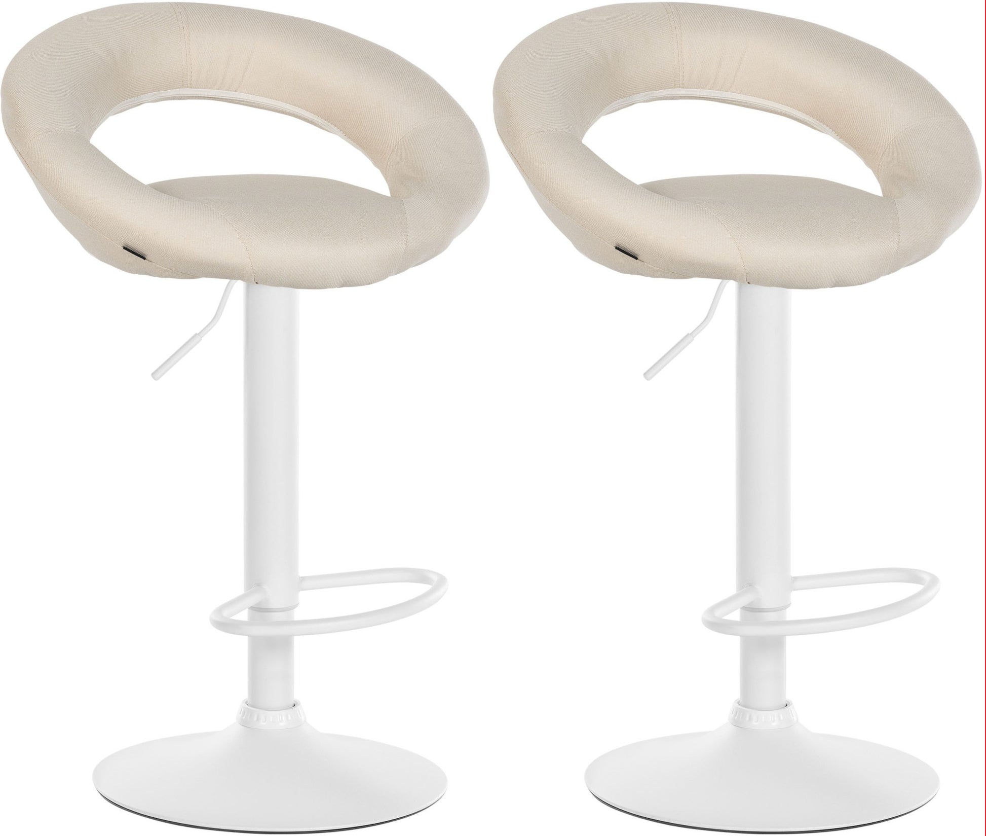 Barkrukset Stoffen Bekleding - Keukenkrukken - Hoogte Verstelbaar en Ergonomisch Design Kleur crème Onderstel Kleur wit