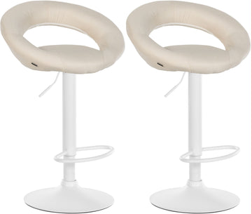Barkrukset Stoffen Bekleding - Keukenkrukken - Hoogte Verstelbaar en Ergonomisch Design Kleur crème Onderstel Kleur wit