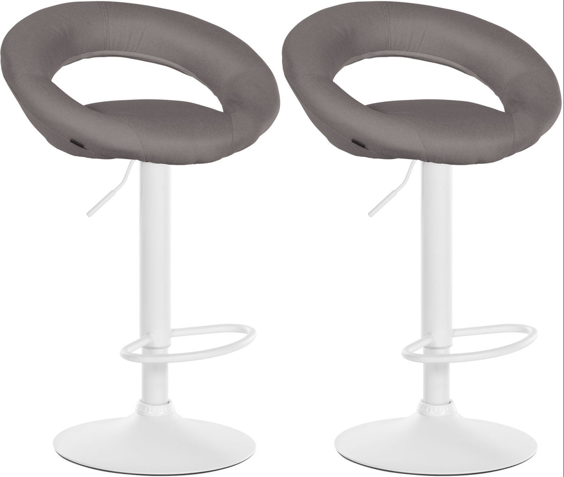 Barkrukset Stoffen Bekleding - Keukenkrukken - Hoogte Verstelbaar en Ergonomisch Design Kleur crème Onderstel Kleur wit