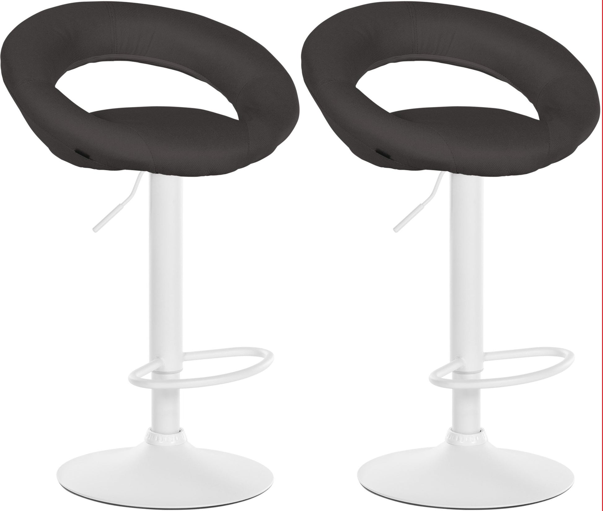 Barkrukset Stoffen Bekleding - Keukenkrukken - Hoogte Verstelbaar en Ergonomisch Design Kleur donkergrijs Onderstel Kleur wit