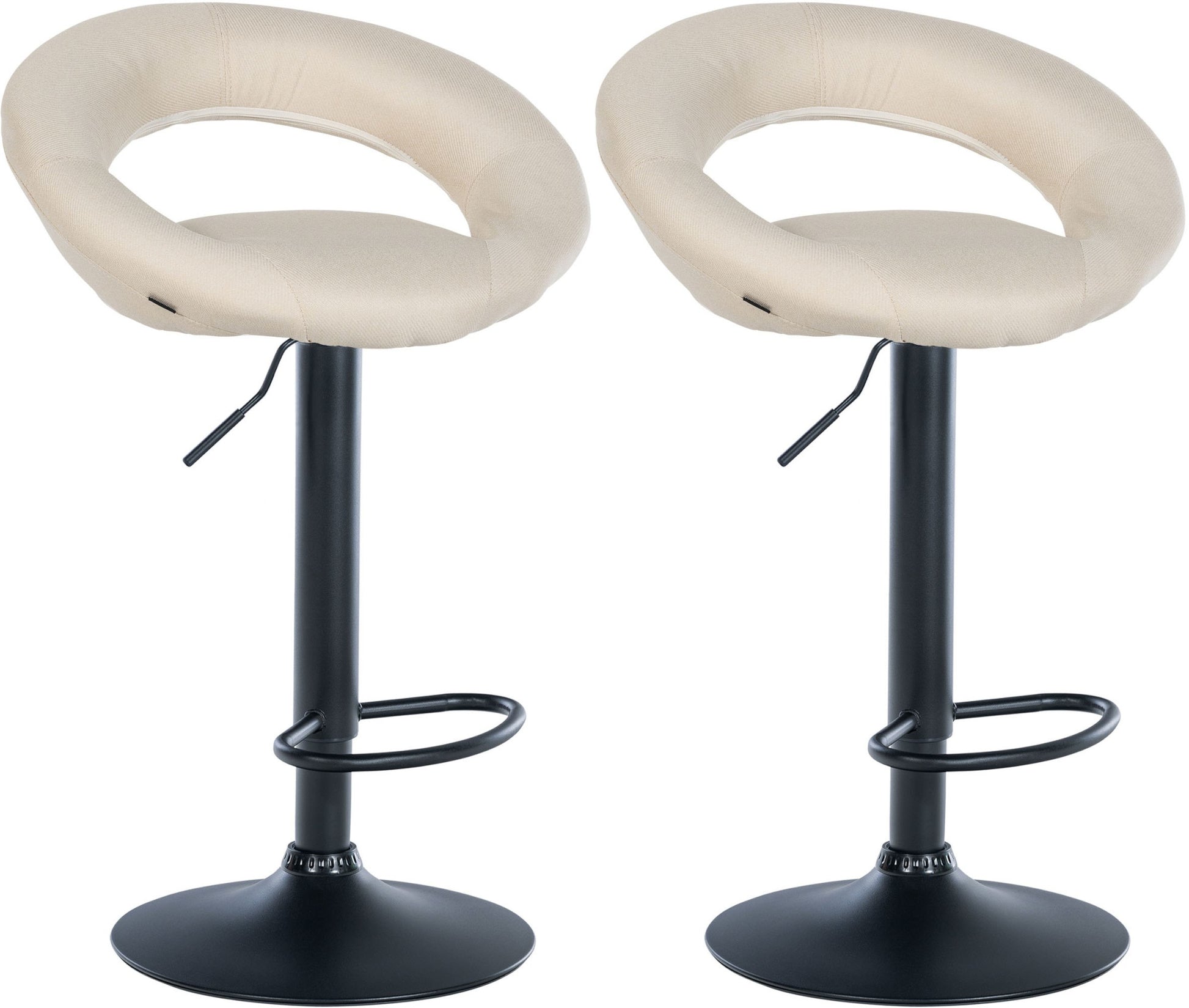 Barkrukset Stoffen Bekleding - Keukenkrukken - Hoogte Verstelbaar en Ergonomisch Design Kleur crème Onderstel Kleur zwart
