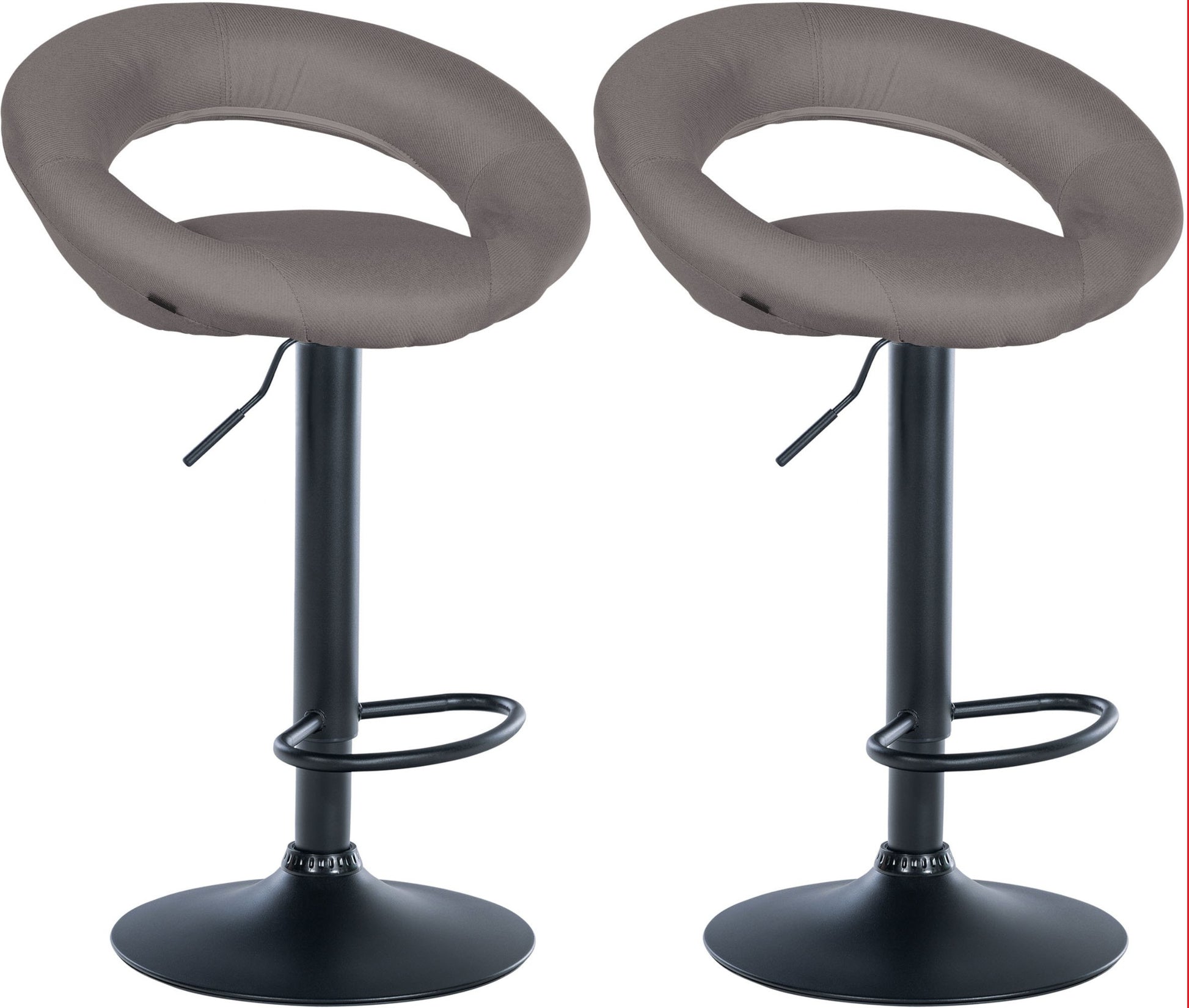 Barkrukset Stoffen Bekleding - Keukenkrukken - Hoogte Verstelbaar en Ergonomisch Design Kleur grijs Onderstel Kleur zwart