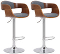 Set van 2 Kunstleren Barkrukken - Design Krukken - Traploos Verstelbaar voor Optimaal Comfort Kleur walnoot/grijs