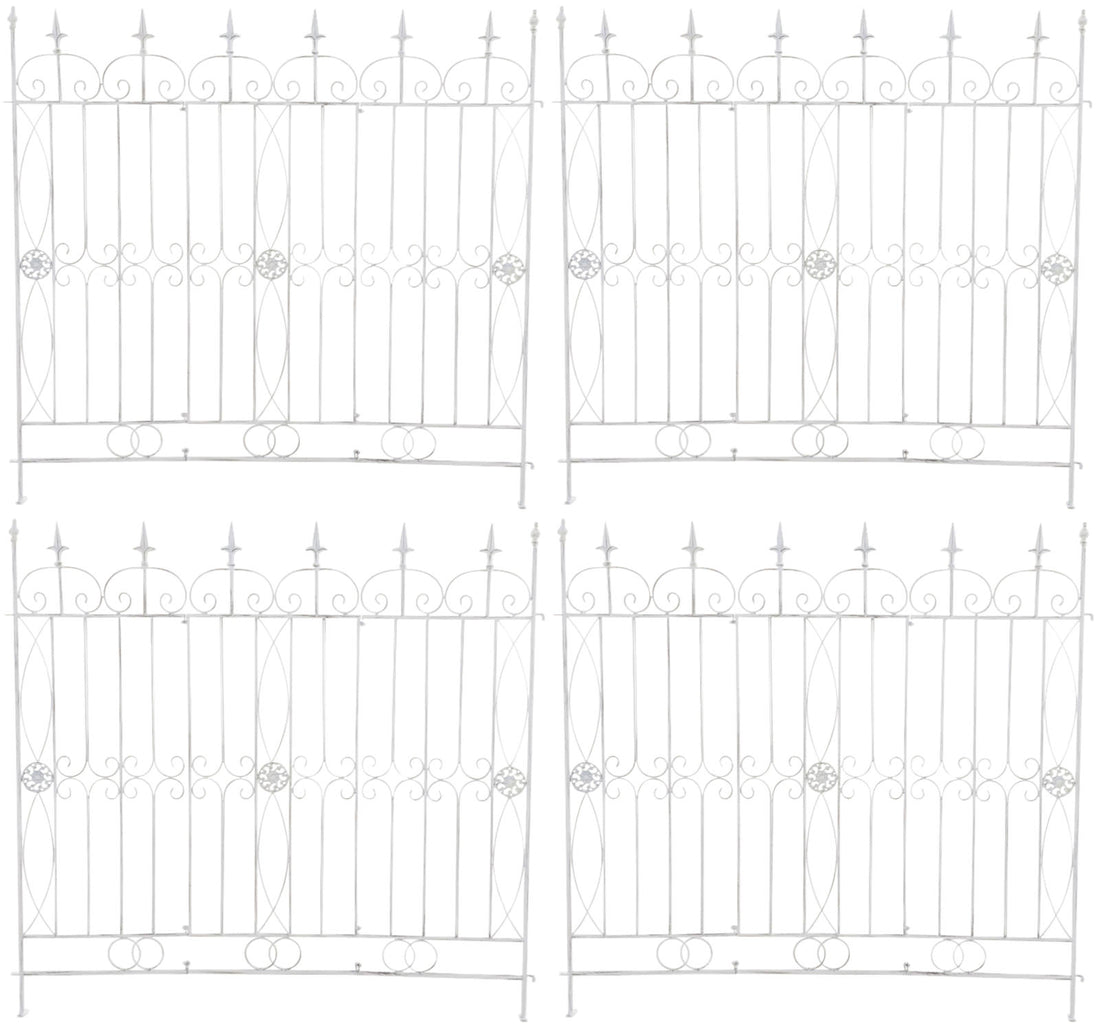 4-delige Tuinhekset - Klimrekken - Klassiek Ontwerp, ijzer voor duurzaam tuinontwerp Kleur antiek wit