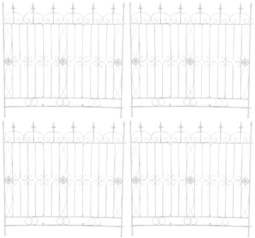 4-delige Tuinhekset - Klimrekken - Klassiek Ontwerp, ijzer voor duurzaam tuinontwerp Kleur antiek wit
