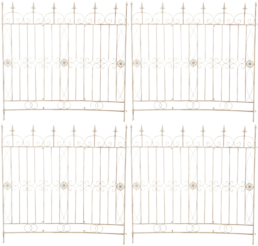 4-delige Set Antieke Tuinhekken - Rustieke Trellis - Uitbreidbaar Design Kleur antiek-crème