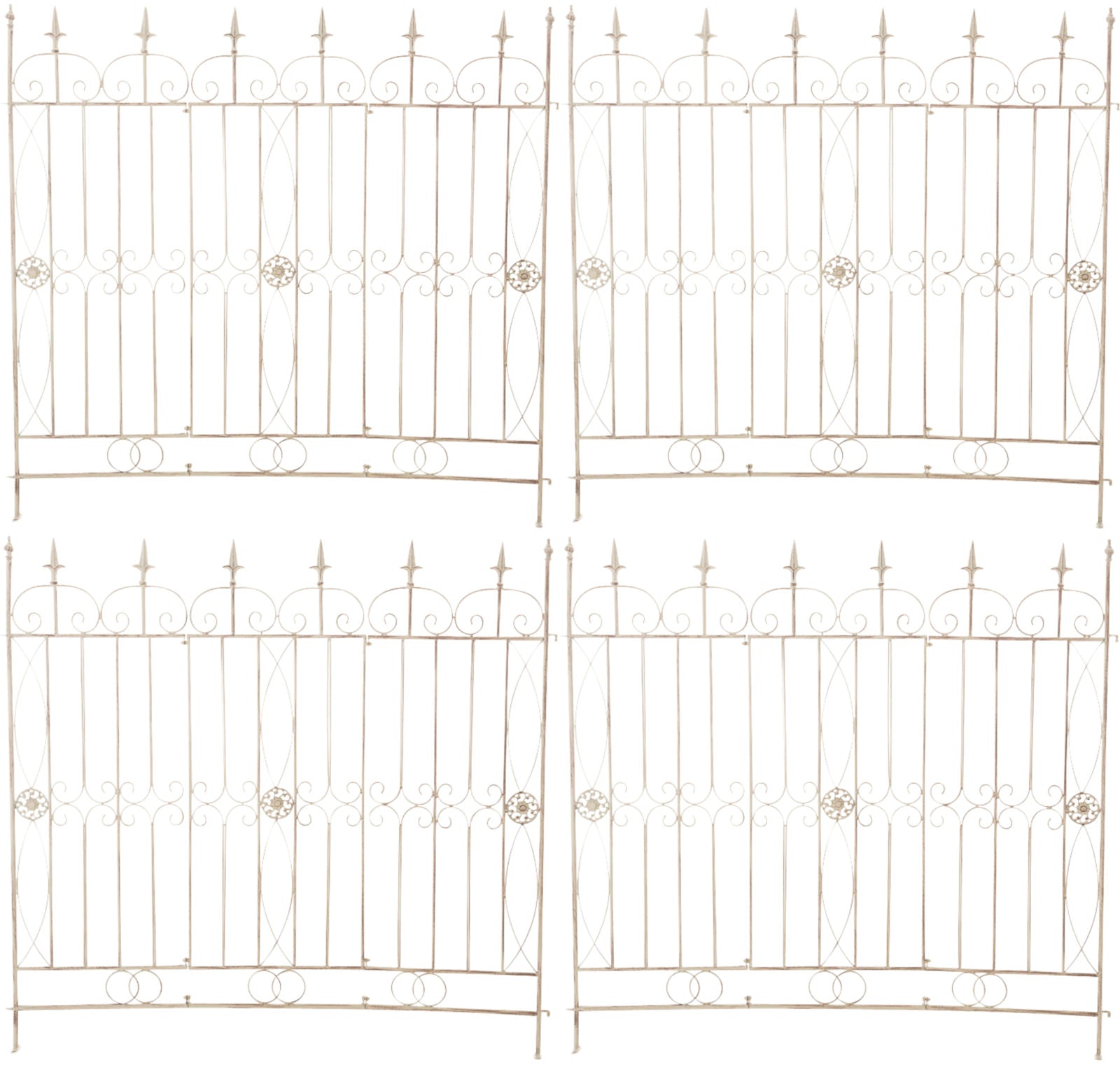4-delige Set Antieke Tuinhekken - Rustieke Trellis - Uitbreidbaar Design Kleur antiek-crème
