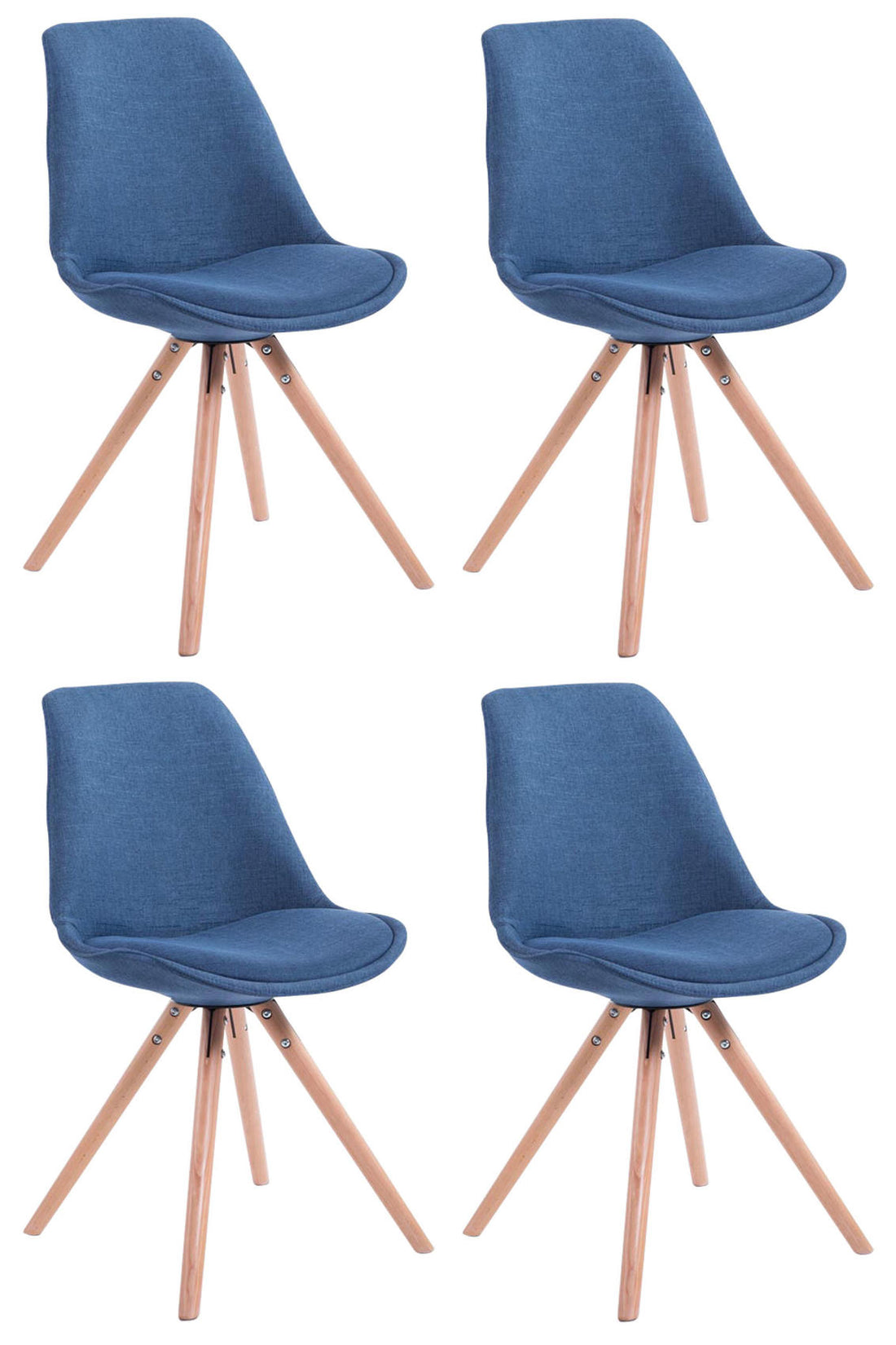 Set van 4 Bezoekersstoelen - Gaststoelen - Elegant Ontwerp met Stabiel Houten Onderstel Kleur blauw Onderstel Kleur natuur