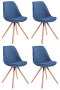 Set van 4 Bezoekersstoelen - Gaststoelen - Elegant Ontwerp met Stabiel Houten Onderstel Kleur blauw Onderstel Kleur natuur