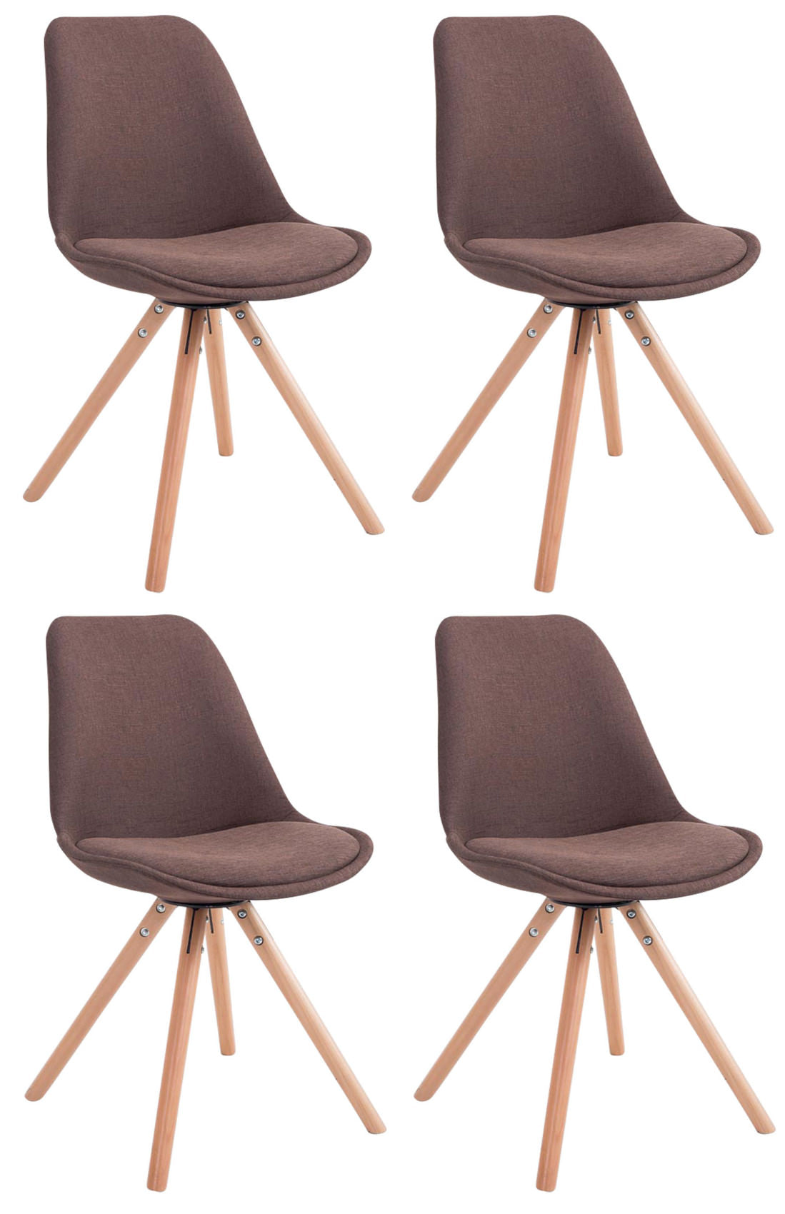 Set van 4 Bezoekersstoelen - Gaststoelen - Elegant Ontwerp met Stabiel Houten Onderstel Kleur blauw Onderstel Kleur natuur