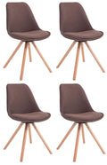 Set van 4 Bezoekersstoelen - Gaststoelen - Elegant Ontwerp met Stabiel Houten Onderstel Kleur bruin Onderstel Kleur natuur
