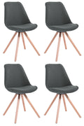 Set van 4 Bezoekersstoelen - Gaststoelen - Elegant Ontwerp met Stabiel Houten Onderstel Kleur donkergrijs Onderstel Kleur natuur