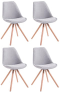 Set van 4 Bezoekersstoelen - Gaststoelen - Elegant Ontwerp met Stabiel Houten Onderstel Kleur grijs Onderstel Kleur natuur