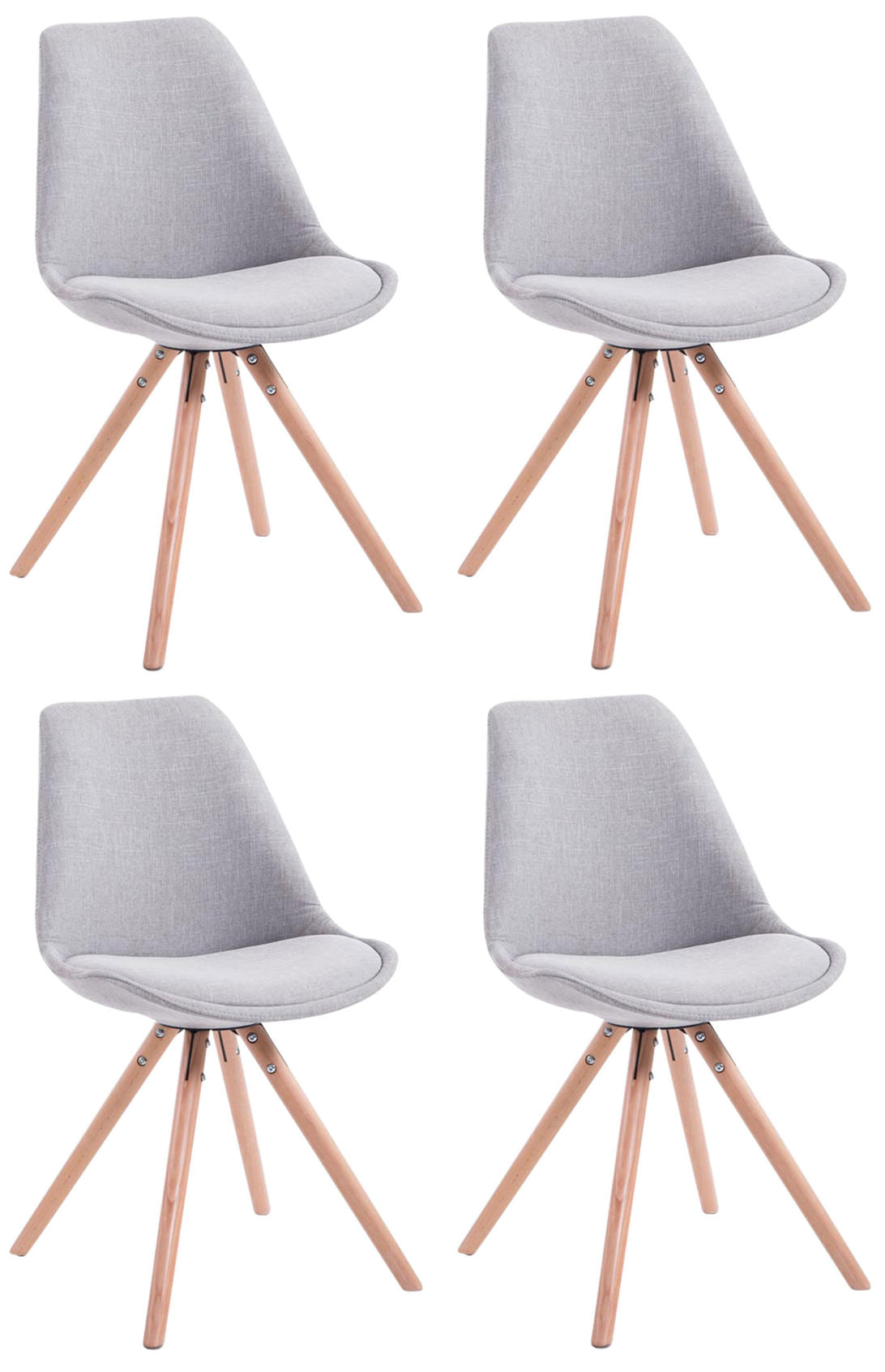 Set van 4 Bezoekersstoelen - Gaststoelen - Elegant Ontwerp met Stabiel Houten Onderstel Kleur grijs Onderstel Kleur natuur