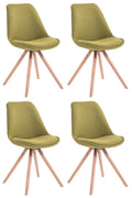 Set van 4 Bezoekersstoelen - Gaststoelen - Elegant Ontwerp met Stabiel Houten Onderstel Kleur groen Onderstel Kleur natuur