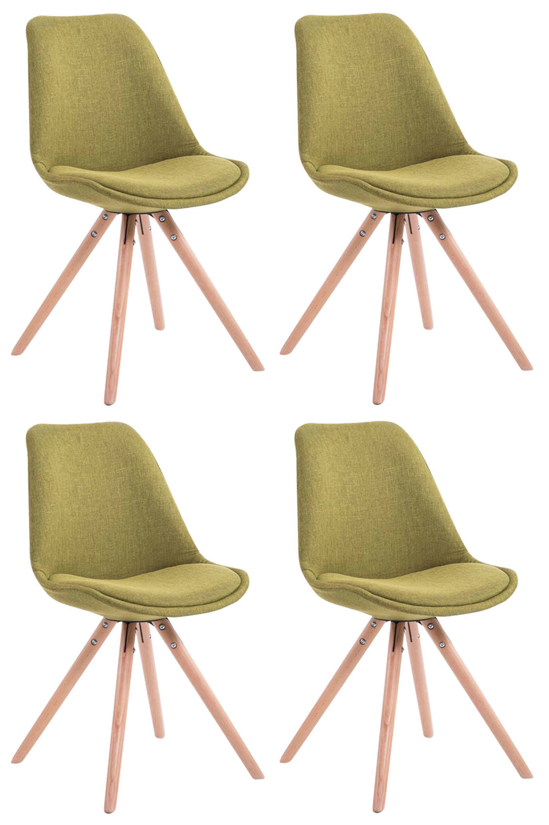 Set van 4 Bezoekersstoelen - Gaststoelen - Elegant Ontwerp met Stabiel Houten Onderstel Kleur groen Onderstel Kleur natuur