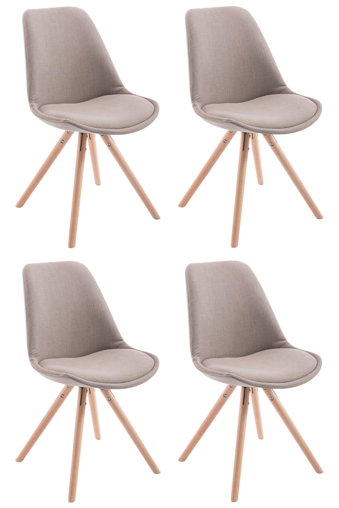 Set van 4 Bezoekersstoelen - Gaststoelen - Elegant Ontwerp met Stabiel Houten Onderstel Kleur taupe Onderstel Kleur natuur