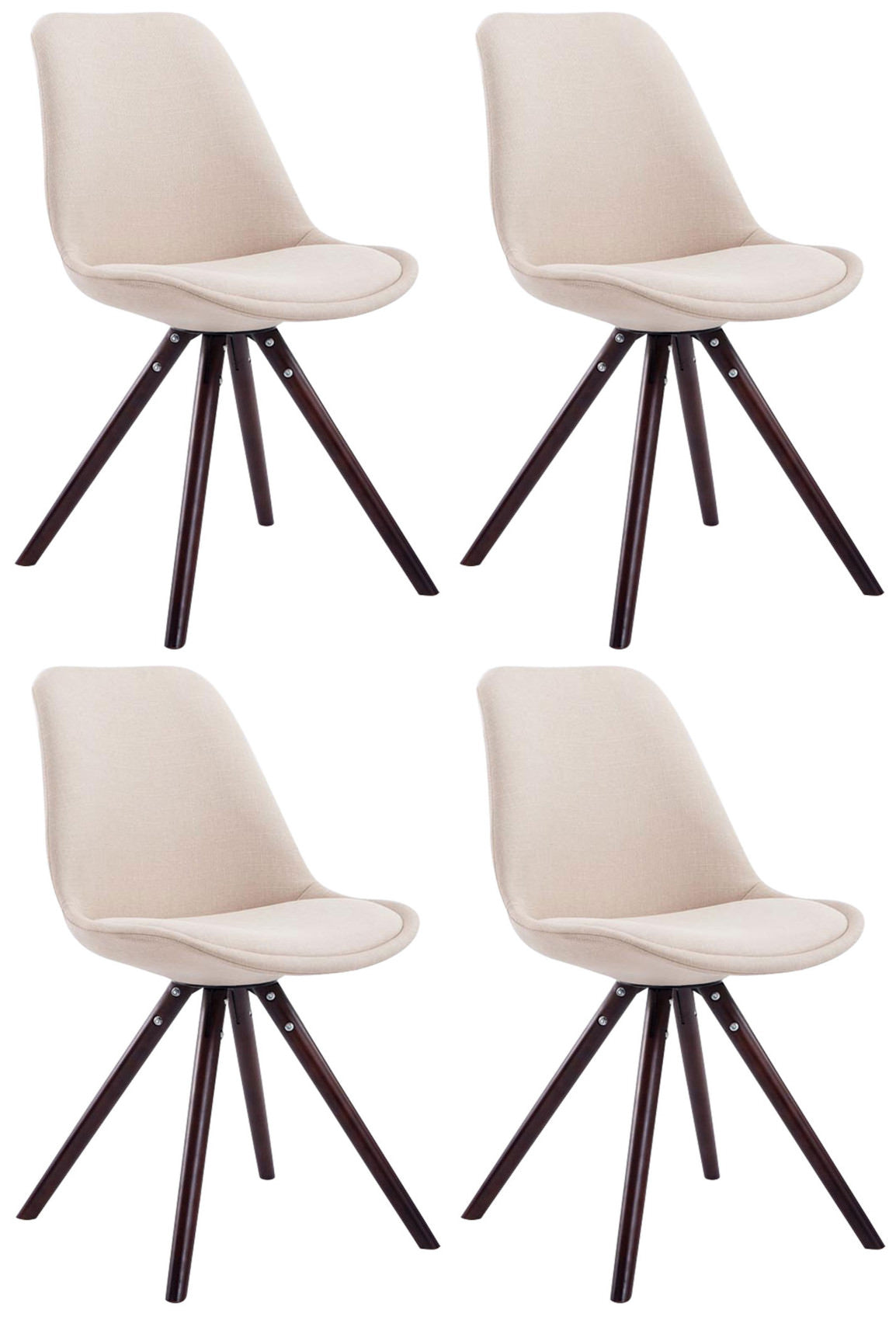 Set van 4 Eetkamerstoelen - Keukenstoelen - Comfortabele Stoffering, Verfrissende Uitstraling Kleur crème