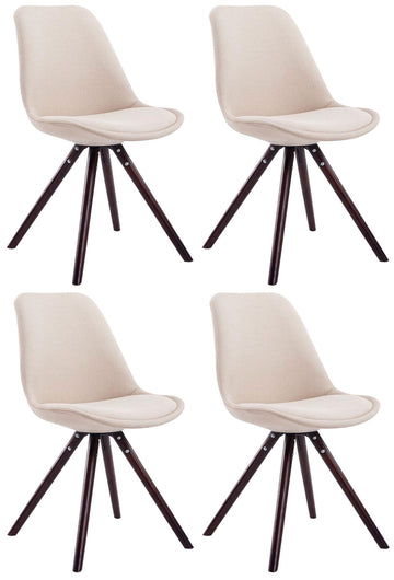 Set van 4 Eetkamerstoelen - Keukenstoelen - Comfortabele Stoffering, Verfrissende Uitstraling Kleur crème