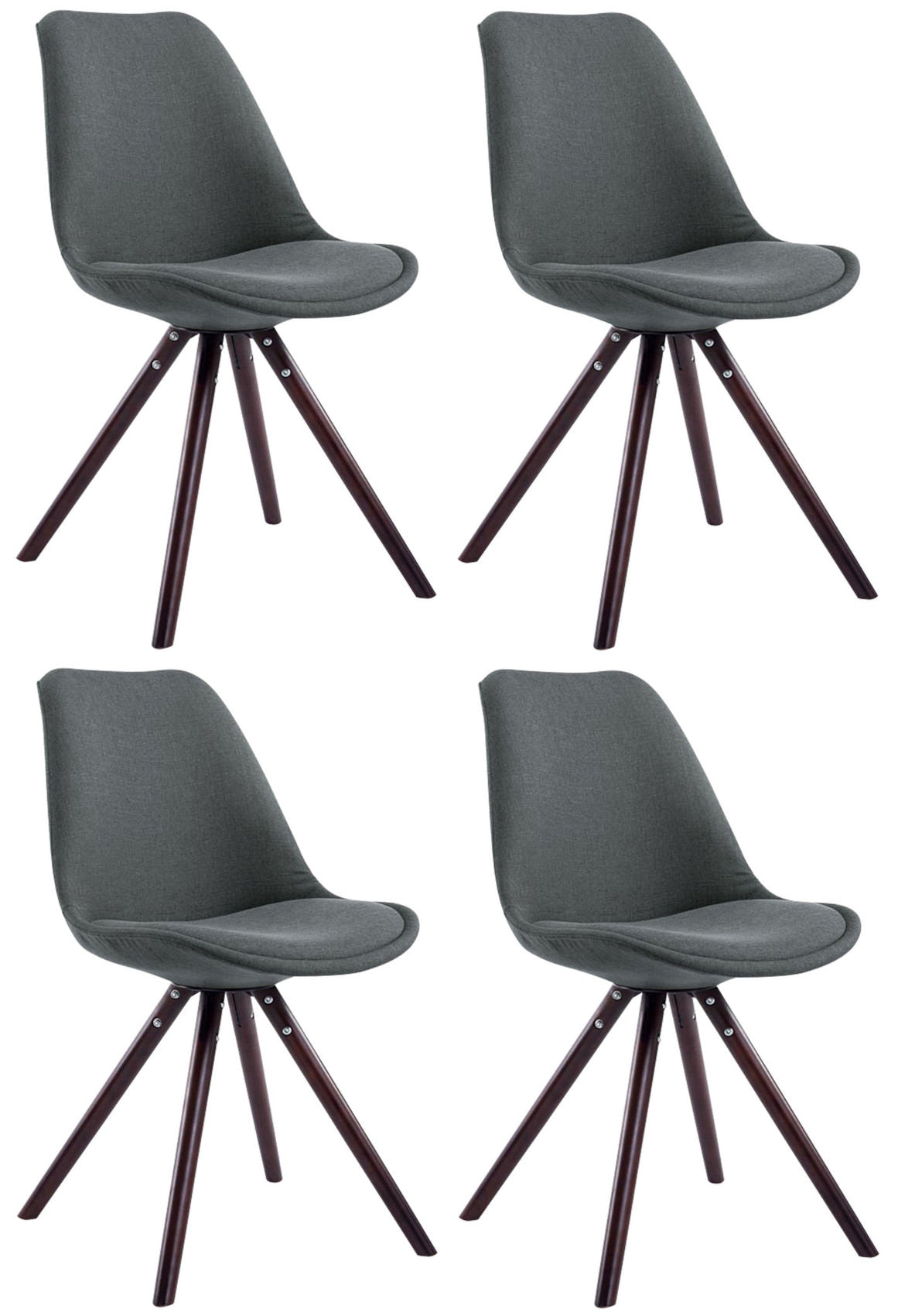 4-delige Eetkamerstoelen Set - Stofbekleding - Comfort & Exclusiviteit Kleur donkergrijs