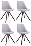4-delige Set Ronde Eetkamerstoelen - Keukenstoelen - Optimaal Comfort & Stoffering Kleur grijs