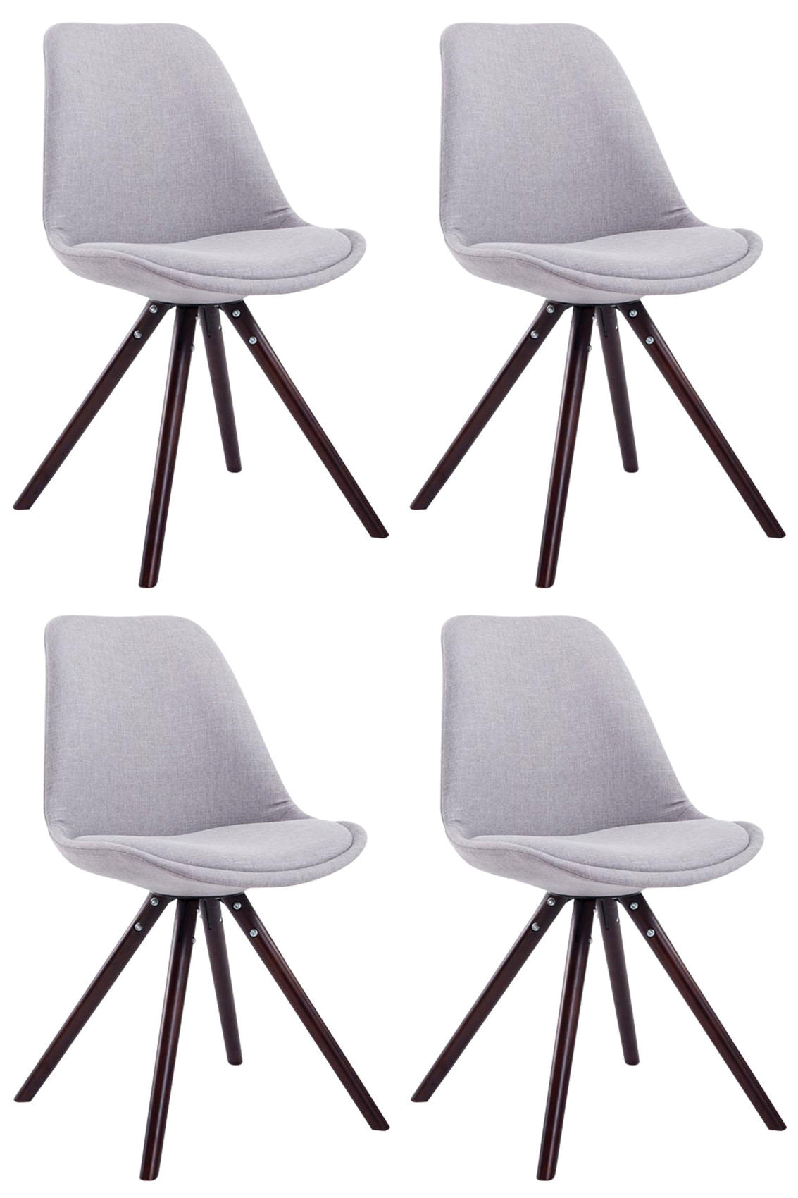 4-delige Set Ronde Eetkamerstoelen - Keukenstoelen - Optimaal Comfort & Stoffering Kleur grijs