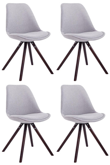 4-delige Set Ronde Eetkamerstoelen - Keukenstoelen - Optimaal Comfort & Stoffering Kleur grijs