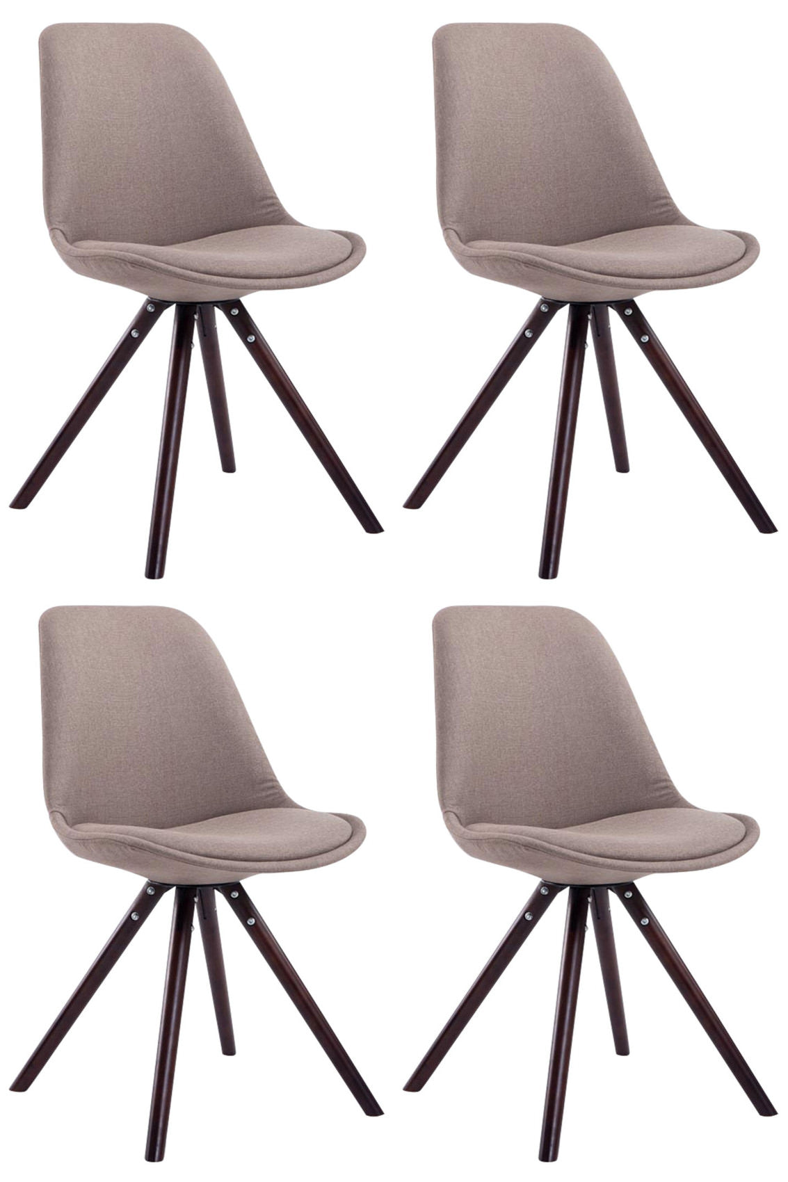 Set van 4 Eetkamerstoelen - Keukenstoelen - Uitstekend Zitcomfort Kleur taupe