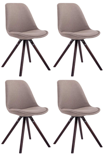 Set van 4 Eetkamerstoelen - Keukenstoelen - Uitstekend Zitcomfort Kleur taupe