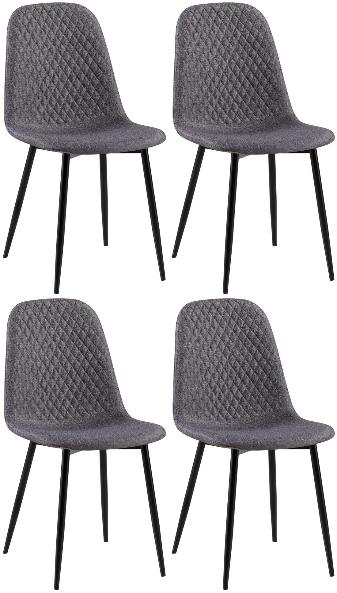 4-delige Set Eetkamerstoelen - Gestoffeerd - Onderhoudsvriendelijk Design Kleur donkergrijs Materiaal Stof
