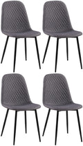 4-delige Set Eetkamerstoelen - Gestoffeerd - Onderhoudsvriendelijk Design Kleur donkergrijs Materiaal Stof