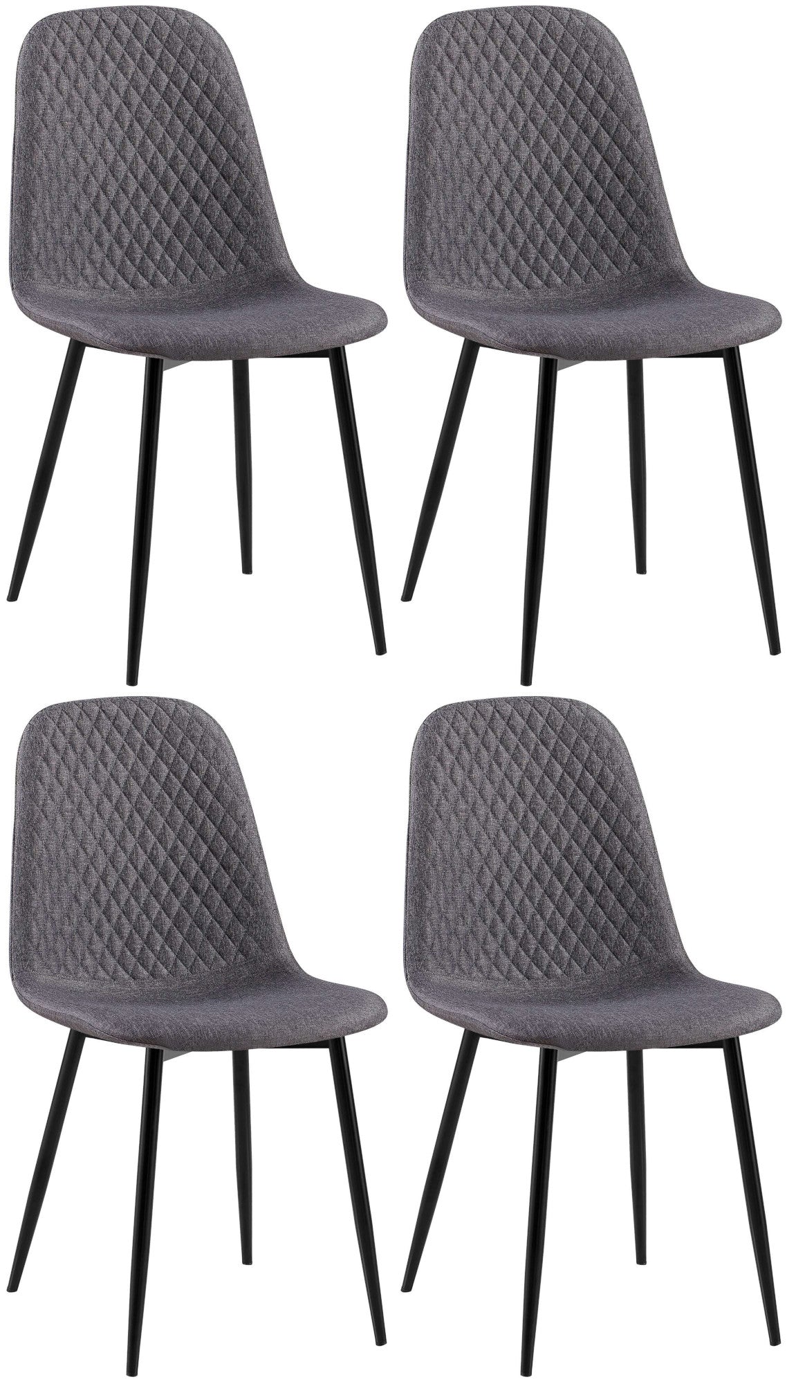 4-delige Set Eetkamerstoelen - Gestoffeerd - Onderhoudsvriendelijk Design Kleur donkergrijs Materiaal Stof