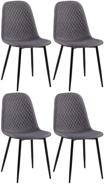 4-delige Set Eetkamerstoelen - Gestoffeerd - Onderhoudsvriendelijk Design Kleur donkergrijs Materiaal Stof