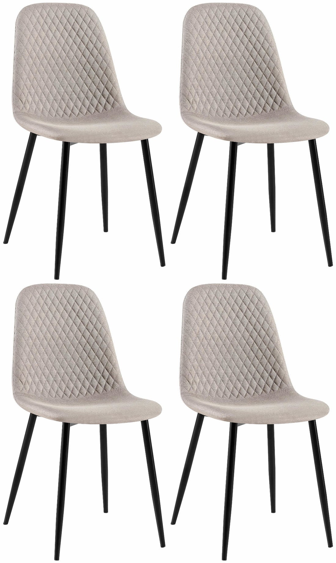 4-delige Set Eetkamerstoelen - Gestoffeerd - Onderhoudsvriendelijk Design Kleur donkergrijs Materiaal Stof