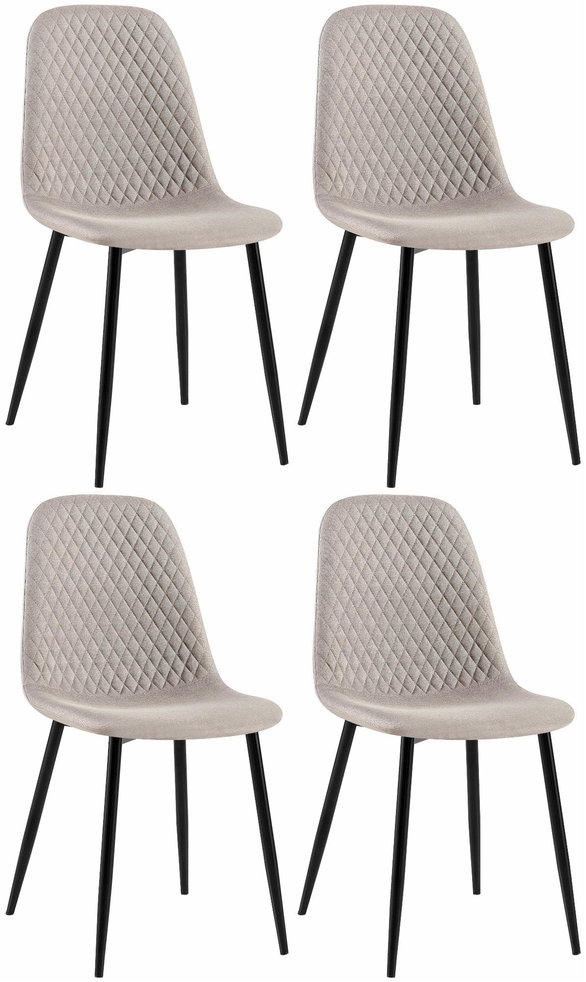 4-delige Set Eetkamerstoelen - Gestoffeerd - Onderhoudsvriendelijk Design Kleur grijs Materiaal Stof