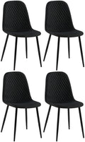 4-delige Set Eetkamerstoelen - Gestoffeerd - Onderhoudsvriendelijk Design Kleur zwart Materiaal Stof