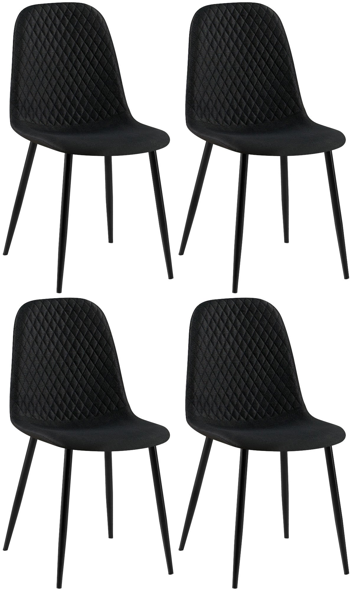 4-delige Set Eetkamerstoelen - Gestoffeerd - Onderhoudsvriendelijk Design Kleur zwart Materiaal Stof