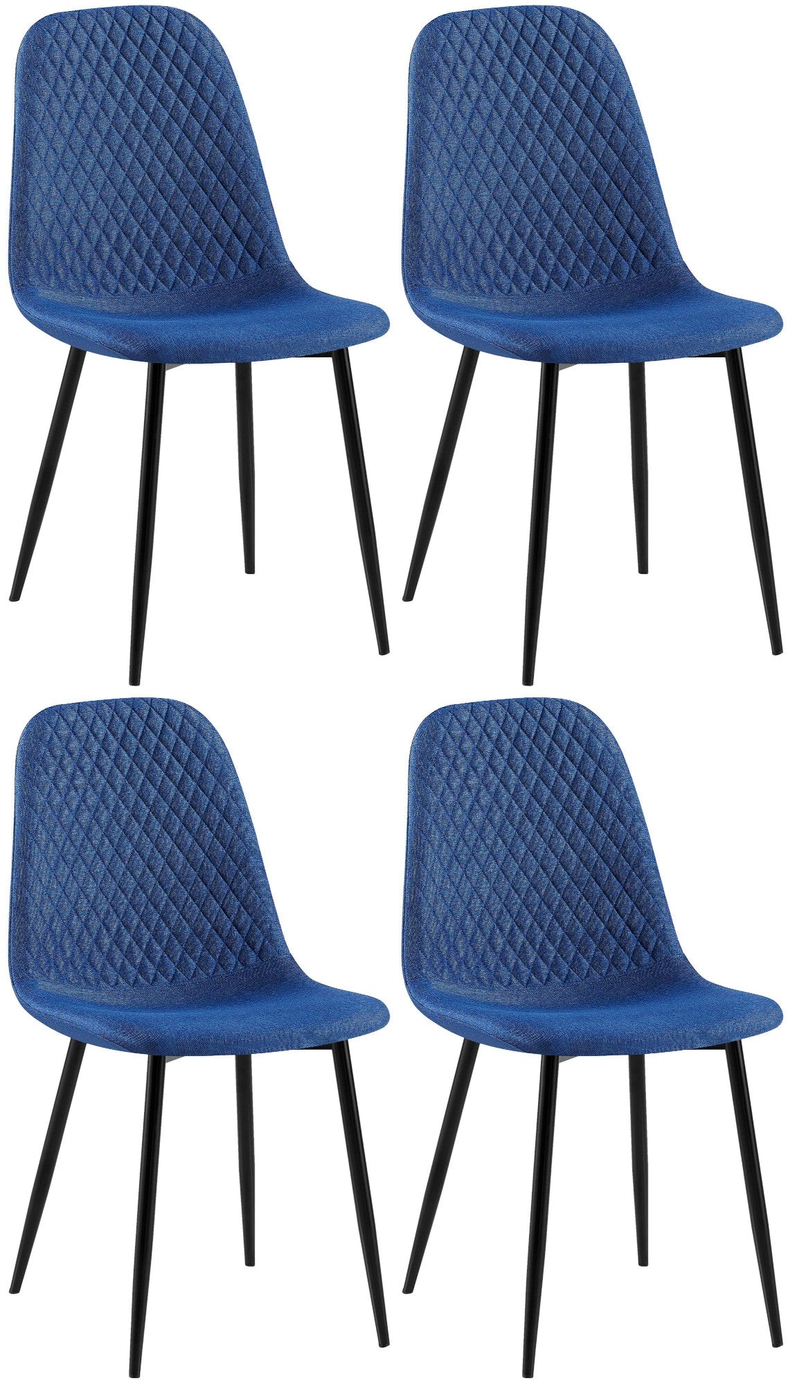 4-delige Set Eetkamerstoelen - Gestoffeerd - Onderhoudsvriendelijk Design Kleur blauw Materiaal Stof