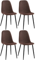 4-delige Set Eetkamerstoelen - Gestoffeerd - Onderhoudsvriendelijk Design Kleur bruin Materiaal Stof