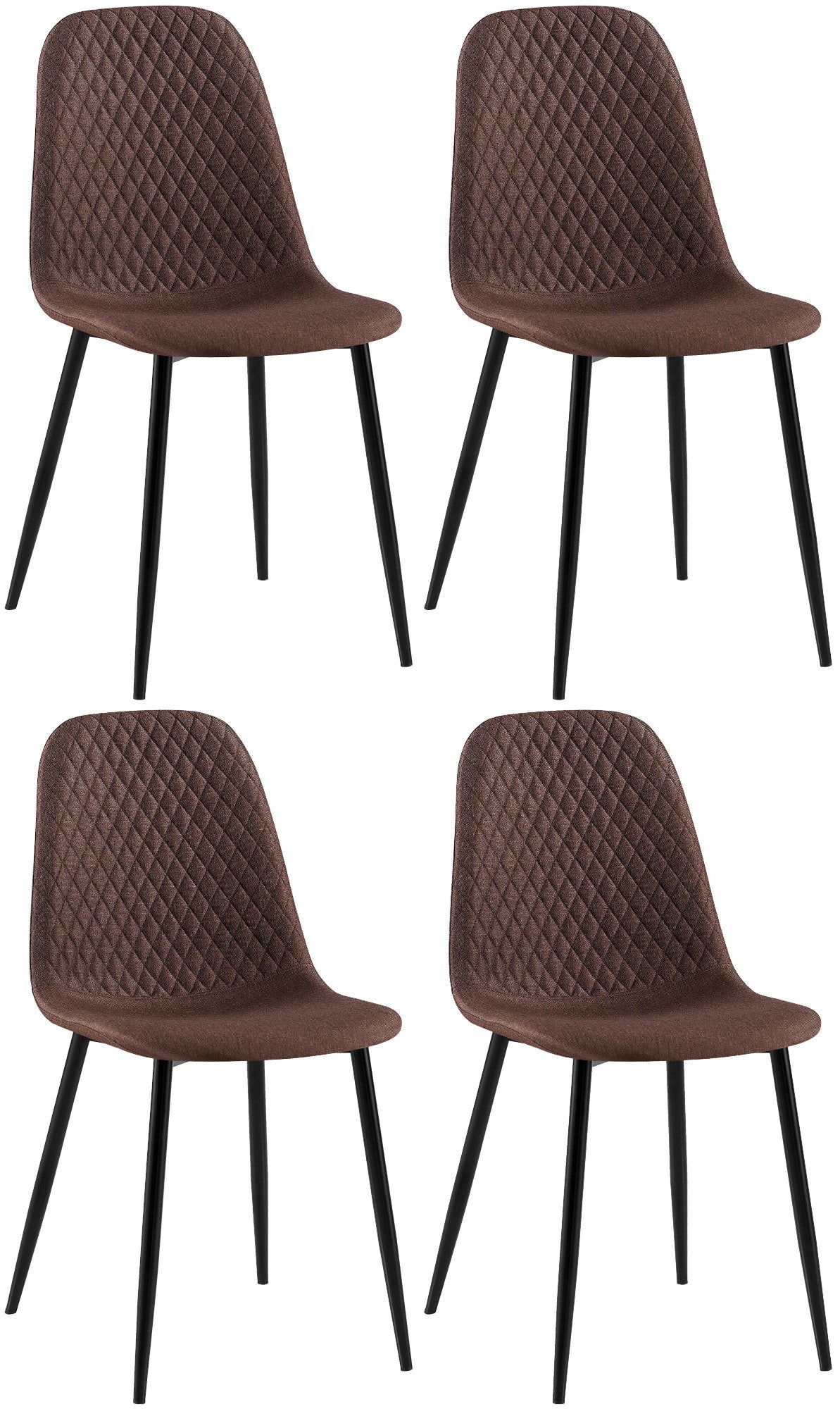 4-delige Set Eetkamerstoelen - Gestoffeerd - Onderhoudsvriendelijk Design Kleur bruin Materiaal Stof
