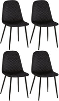 4-delige Set Eetkamerstoelen - Gestoffeerd - Onderhoudsvriendelijk Design Kleur zwart Materiaal zacht