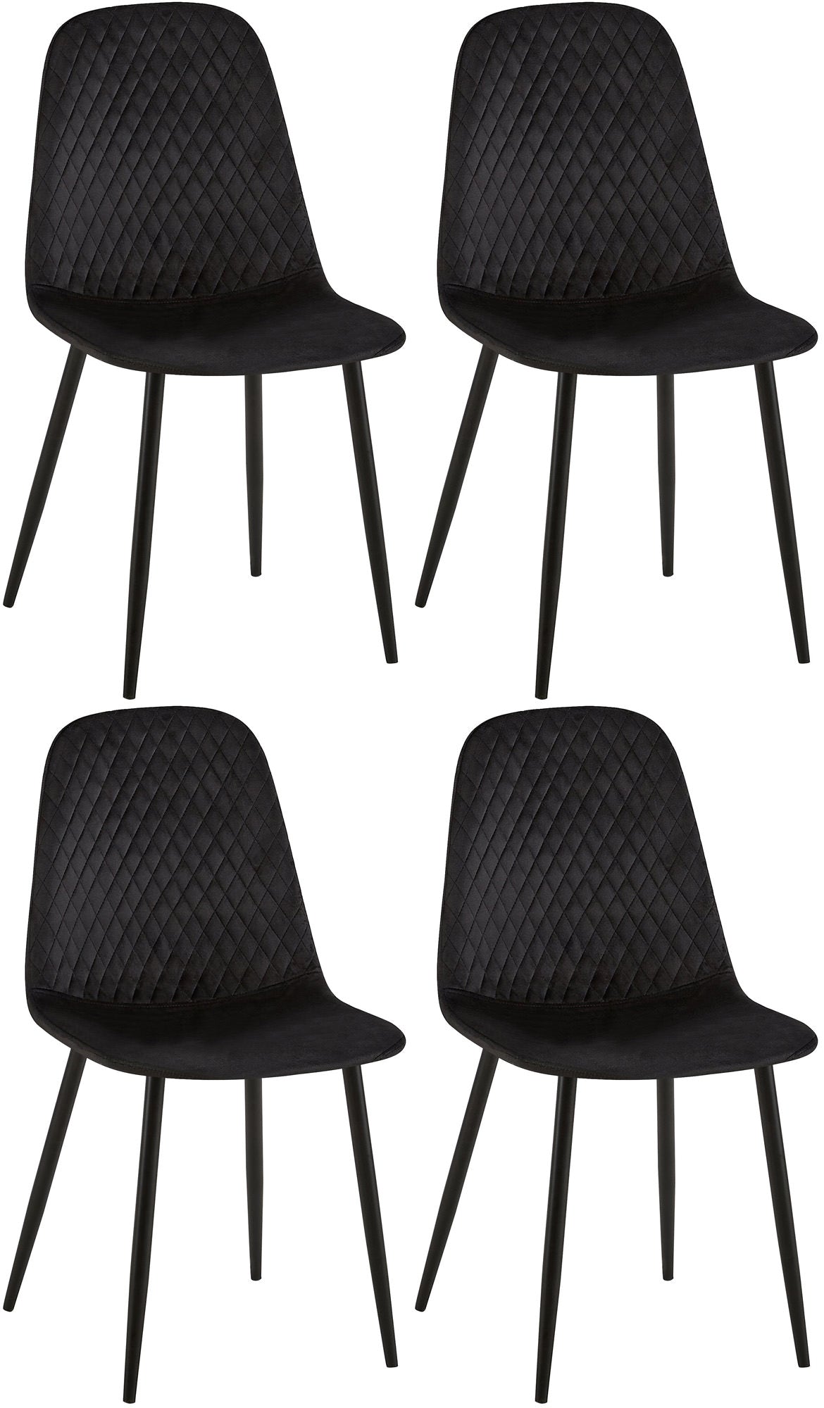 4-delige Set Eetkamerstoelen - Gestoffeerd - Onderhoudsvriendelijk Design Kleur zwart Materiaal zacht